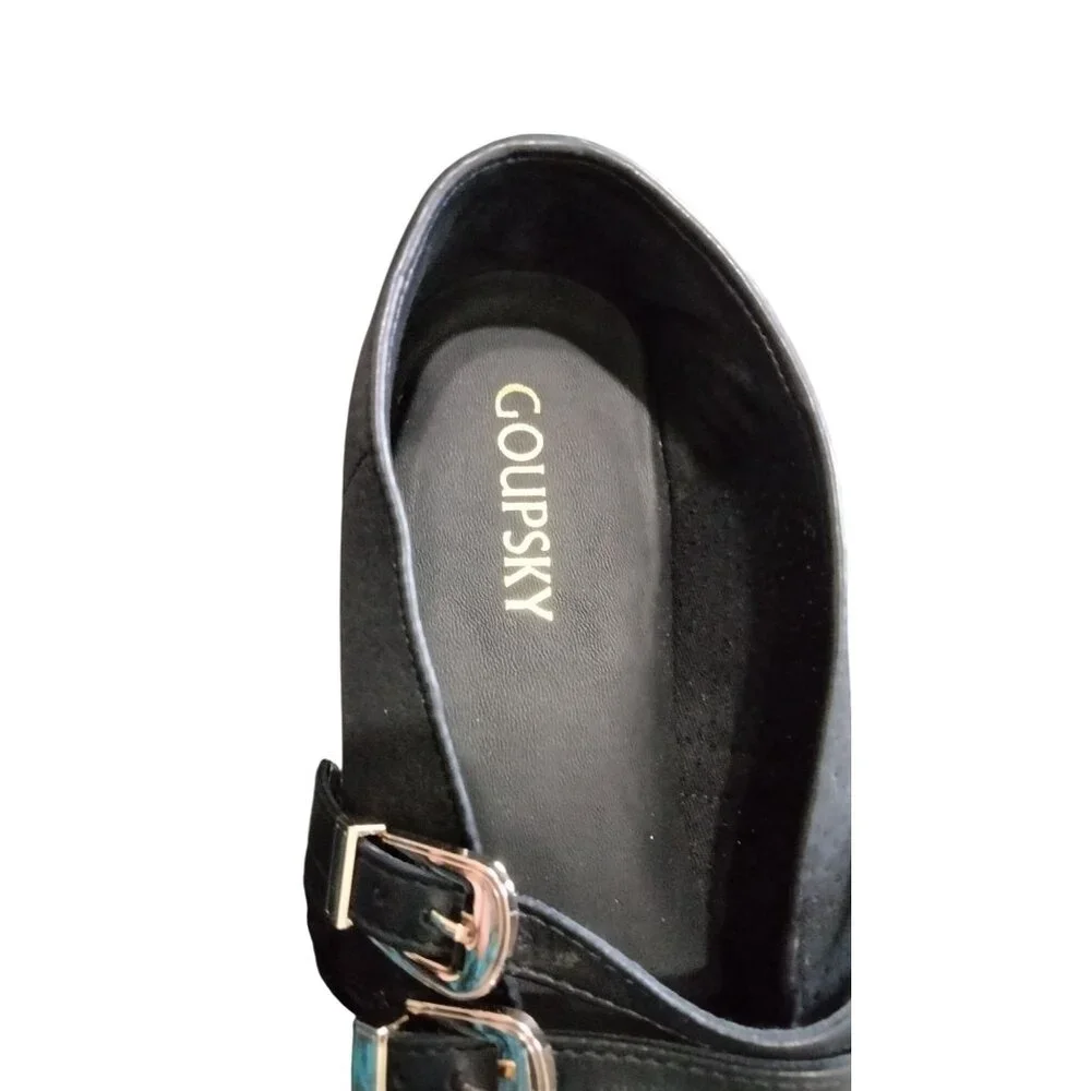 Goupsky Size 10 Ballet Flats Womens Black Suede Mesh Buckle Soft Adjustable - Picture 9 of 11